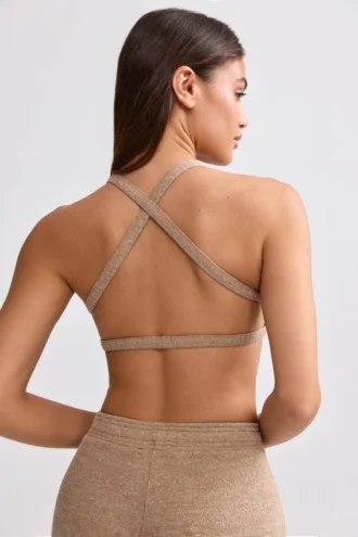 Bralette in spugna con scollo rotondo in marrone moka