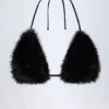 Bralette triangolare in pelliccia sintetica Riana in nero Bralette triangolare in pelliccia sintetica Riana in nero