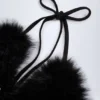 Bralette triangolare in pelliccia sintetica Riana in nero Bralette triangolare in pelliccia sintetica Riana in nero