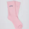 Calzini a mezzo gambale a costine in rosa cipria Calzini a mezzo gambale a costine in rosa cipria