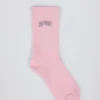 Calzini a mezzo gambale a costine in rosa cipria Calzini a mezzo gambale a costine in rosa cipria