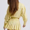 Camicia corta multiuso a righe in popeline di cotone a righe gialle