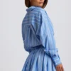 Camicia corta multiuso in popeline di cotone a righe blu