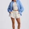 Camicia oversize in popeline di cotone a righe blu