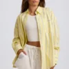 Camicia oversize in popeline di cotone a righe gialle