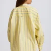 Camicia oversize in popeline di cotone a righe gialle
