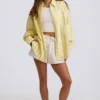 Camicia oversize in popeline di cotone a righe gialle