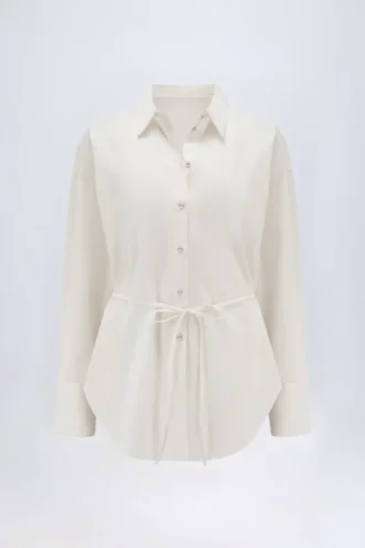 Camicia oversize in popeline di cotone Lerici, colore bianco