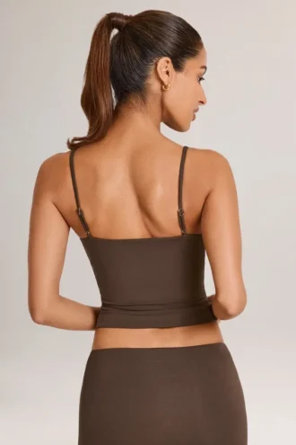 Canotta Ailany con scollo rotondo in TENCEL™ Modal, color cioccolato