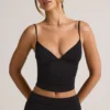 Canotta con scollo a V e ruches in TENCEL™ Modal, colore nero Canotta con scollo a V e ruches in TENCEL™ Modal, colore nero