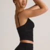 Canotta con scollo a V e ruches in TENCEL™ Modal, colore nero Canotta con scollo a V e ruches in TENCEL™ Modal, colore nero
