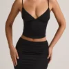 Canotta con scollo a V e ruches in TENCEL™ Modal, colore nero Canotta con scollo a V e ruches in TENCEL™ Modal, colore nero
