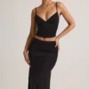 Canotta con scollo a V e ruches in TENCEL™ Modal, colore nero Canotta con scollo a V e ruches in TENCEL™ Modal, colore nero