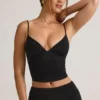 Canotta con scollo a V e ruches in TENCEL™ Modal, colore nero Canotta con scollo a V e ruches in TENCEL™ Modal, colore nero