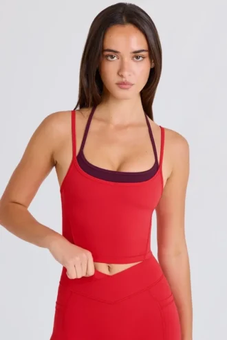 Canotta corta a strati Soft Active in rosso fragola