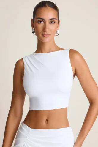 Canotta drappeggiata con schiena scoperta Ceylon in bianco