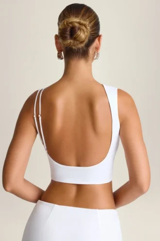 Canotta drappeggiata con schiena scoperta Ceylon in bianco