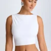 Canotta drappeggiata con schiena scoperta Ceylon in bianco Canotta drappeggiata con schiena scoperta Ceylon in bianco