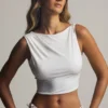 Canotta drappeggiata con schiena scoperta Ceylon in bianco Canotta drappeggiata con schiena scoperta Ceylon in bianco