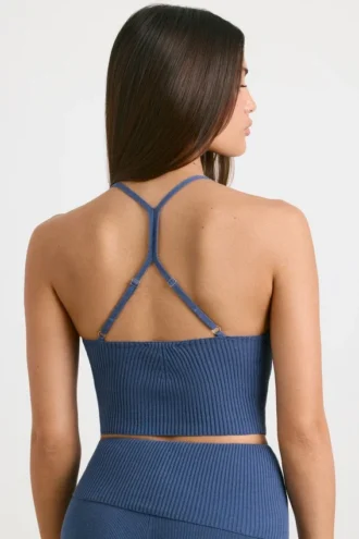 Canotta in maglia grossa in blu navy slavato