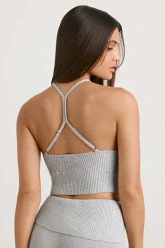 Canotta in maglia grossa in grigio melange