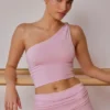 Canotta monospalla intrecciata in rosa tenue Canotta monospalla intrecciata in rosa tenue