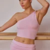 Canotta monospalla intrecciata in rosa tenue Canotta monospalla intrecciata in rosa tenue