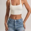 Canotta Zia in Modal con scollo incrociato sulla schiena in bianco Canotta Zia in Modal con scollo incrociato sulla schiena in bianco
