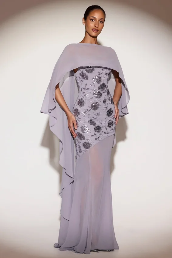 Cappa drappeggiata in chiffon trasparente Jovelle in lilla Cappa drappeggiata in chiffon trasparente Jovelle in lilla