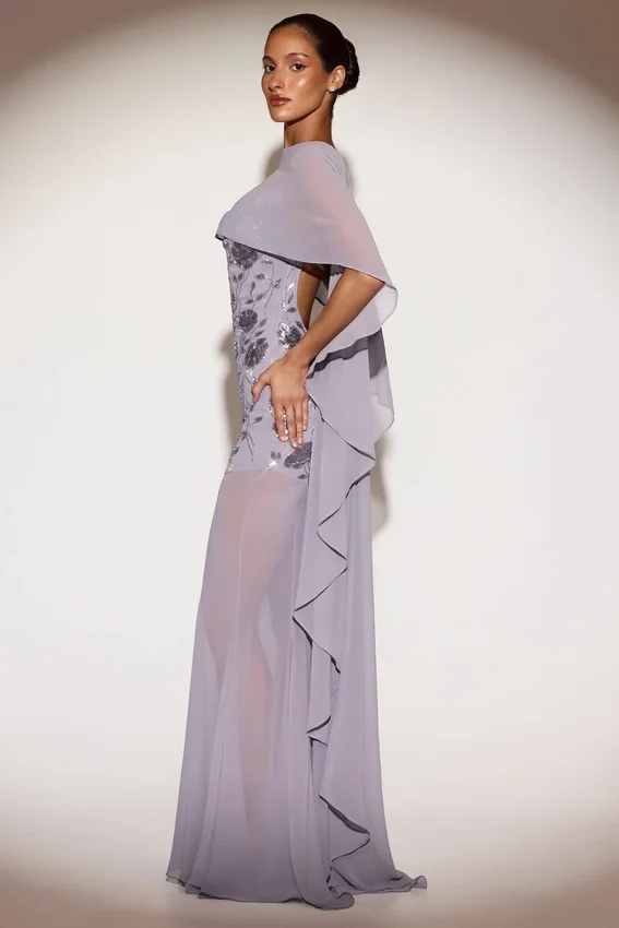 Cappa drappeggiata in chiffon trasparente Jovelle in lilla Cappa drappeggiata in chiffon trasparente Jovelle in lilla