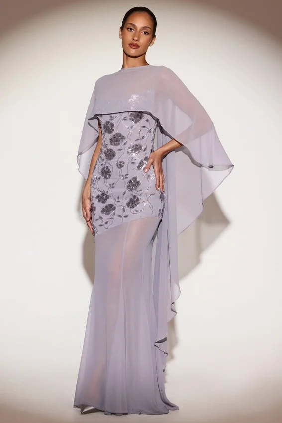 Cappa drappeggiata in chiffon trasparente Jovelle in lilla Cappa drappeggiata in chiffon trasparente Jovelle in lilla