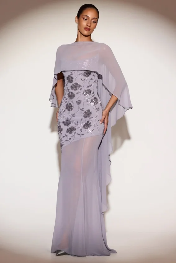 Cappa drappeggiata in chiffon trasparente Jovelle in lilla Cappa drappeggiata in chiffon trasparente Jovelle in lilla