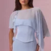 Cappa in chiffon Velina in blu polvere Cappa in chiffon Velina in blu polvere