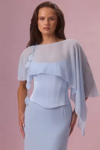 Cappa in chiffon Velina in blu polvere