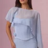 Cappa in chiffon Velina in blu polvere Cappa in chiffon Velina in blu polvere