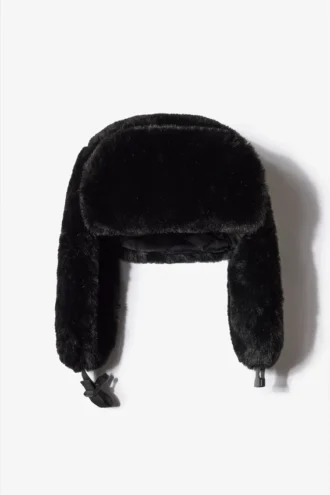 Cappello da cacciatore in pelliccia sintetica nero