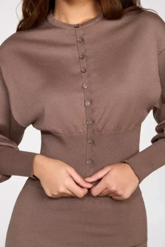 Cardigan a maniche lunghe in maglia Anele color moka