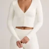 Cardigan corto a coste in modal Kiva, bianco Cardigan corto a coste in modal Kiva, bianco