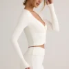 Cardigan corto a coste in modal Kiva, bianco Cardigan corto a coste in modal Kiva, bianco