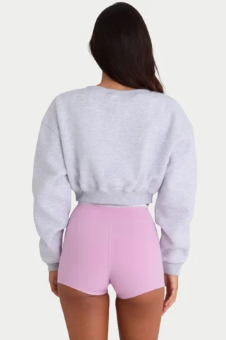 Cardigan corto abbottonato in jersey spazzolato grigio melange