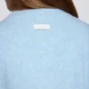 Cardigan corto in maglia blu polvere
