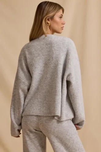 Cardigan oversize con zip in Ice Marl