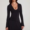 Carielle Vestito corto svasato in morbido jersey con scollo rotondo, nero Carielle Vestito corto svasato in morbido jersey con scollo rotondo, nero