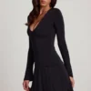 Carielle Vestito corto svasato in morbido jersey con scollo rotondo, nero Carielle Vestito corto svasato in morbido jersey con scollo rotondo, nero
