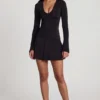 Carielle Vestito corto svasato in morbido jersey con scollo rotondo, nero Carielle Vestito corto svasato in morbido jersey con scollo rotondo, nero