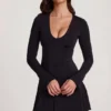 Carielle Vestito corto svasato in morbido jersey con scollo rotondo, nero Carielle Vestito corto svasato in morbido jersey con scollo rotondo, nero