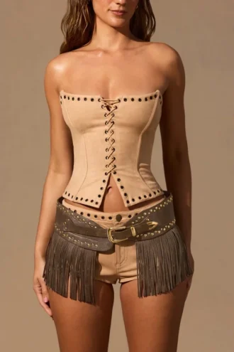 Cintura con frange Lirielle in marrone scuro