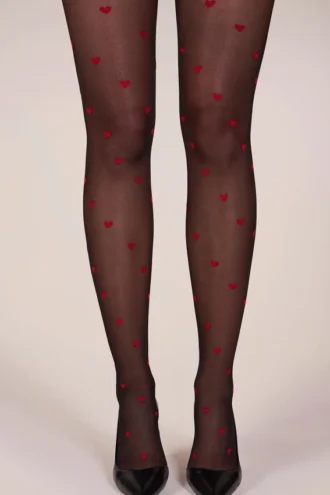 Collant Lina con stampa a cuori in nero