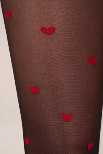 Collant Lina con stampa a cuori in nero