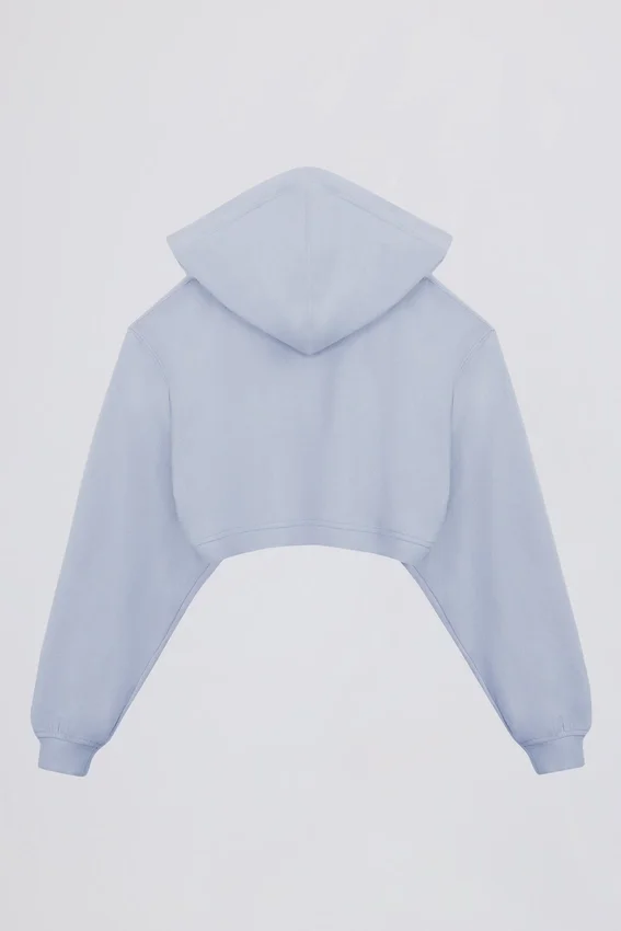 Copri spalle corto con cappuccio in jersey spazzolato, colore blu tenue Copri spalle corto con cappuccio in jersey spazzolato, colore blu tenue